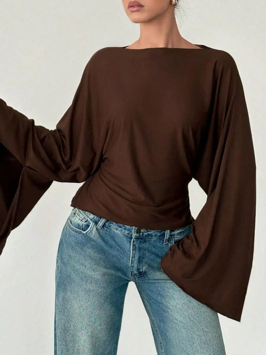 BOAT-NECK SLIT BATWING TOP The Nichole Collection - Official Site