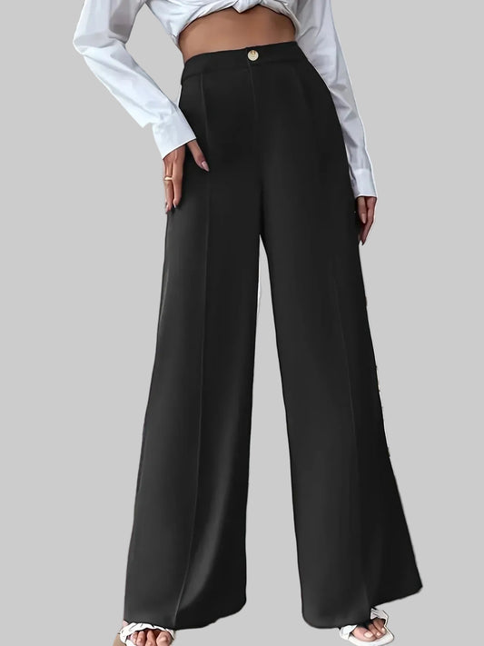 High Waist Wide Leg Trouser Pants with Pockets | The Nichole Collection