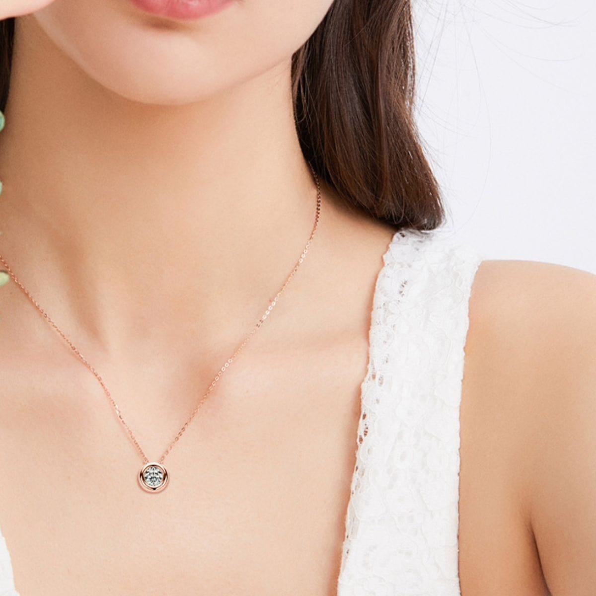 1 Carat Moissanite 925 Sterling Silver Necklace Rose Gold / One Size The Nichole Collection