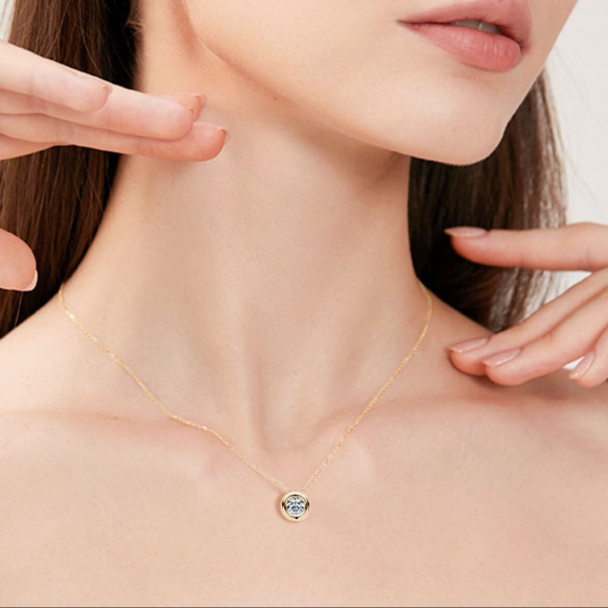 1 Carat Moissanite 925 Sterling Silver Necklace Gold / One Size The Nichole Collection