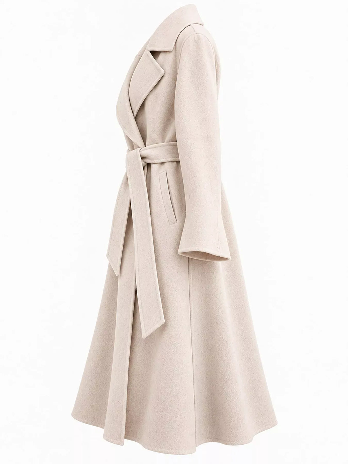 Longline Wool Coat with Waist-Defining Belt The Nichole Collection
