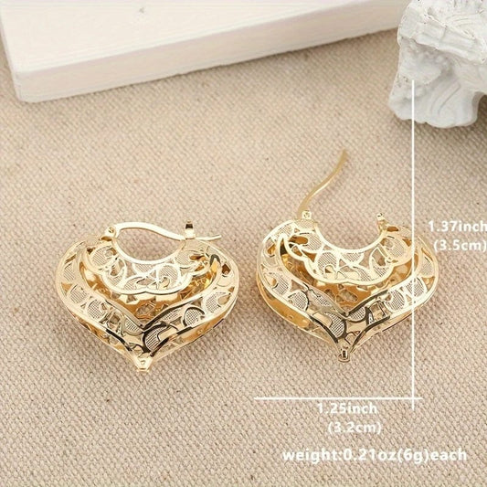 14kt Gold Romantic Heart-Shaped Hoop Earrings Golden Earrings The Nichole Collection - Official Site