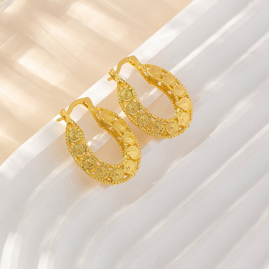 14kt Gold Unique Gold Filigree Chunky Hoop Earrings Golden Earrings The Nichole Collection - Official Site