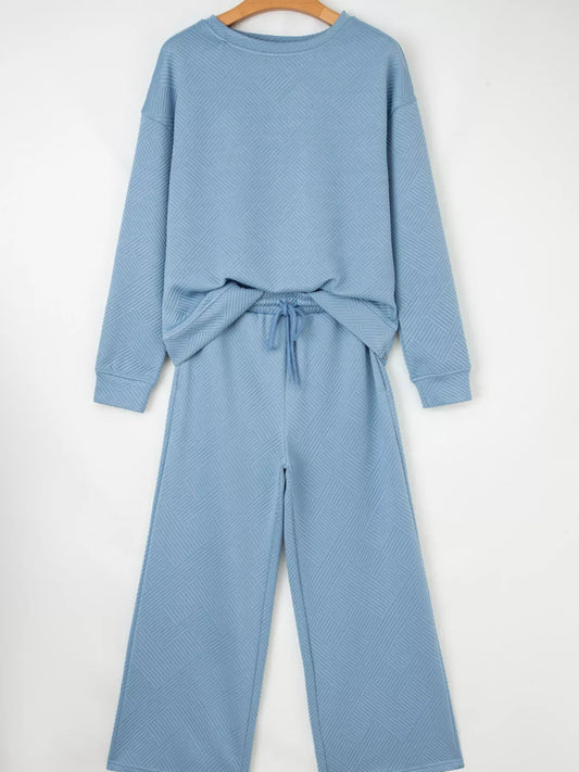 Relaxed Textured Top & Drawstring Pants Set | The Nichole Collection