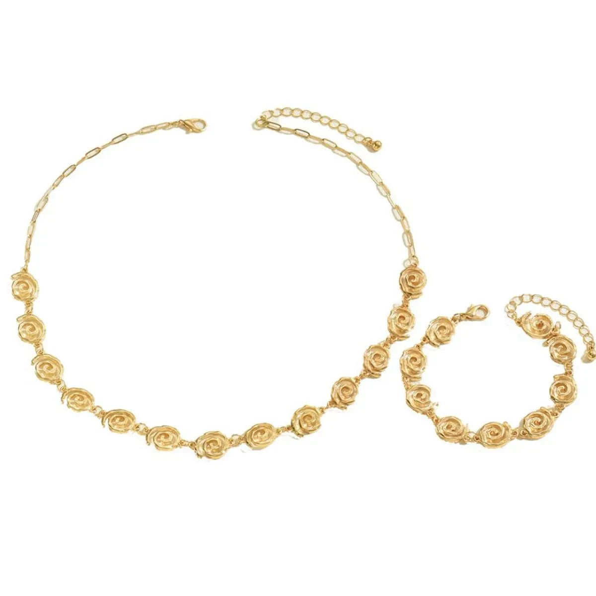 18K Gold-Plated Spiral Neclace and Bracelet Jewelry Set Gold / One Size Necklace Set The Nichole Collection - Official Site