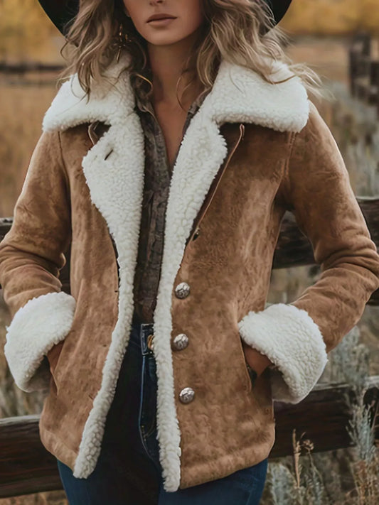 Cropped Suede & Faux Fur Jacket With Pockets The Nichole Collection