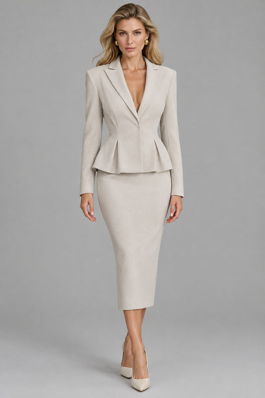 PEPLUM BLAZER AND SKIRT SET The Nichole Collection - Official Site