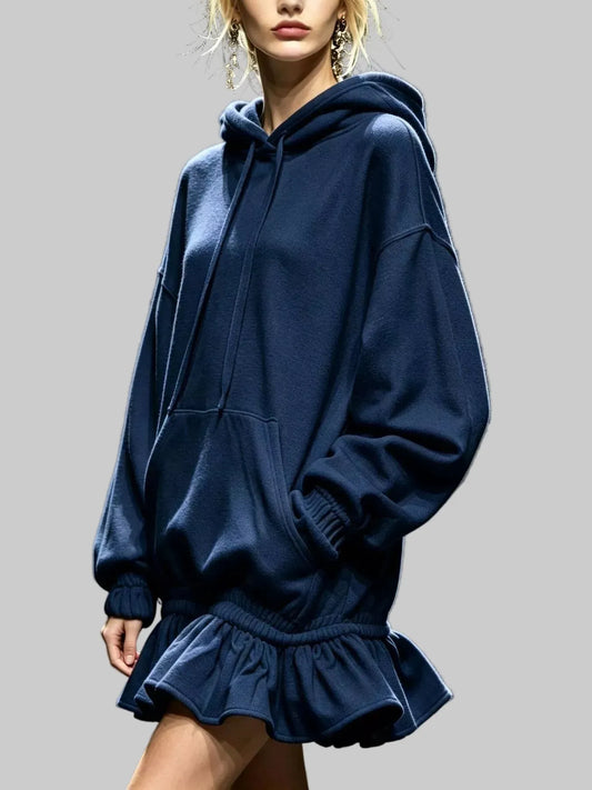 HOODED SWEATSHIRT RUFFLED MINI DRESS The Nichole Collection - Official Site