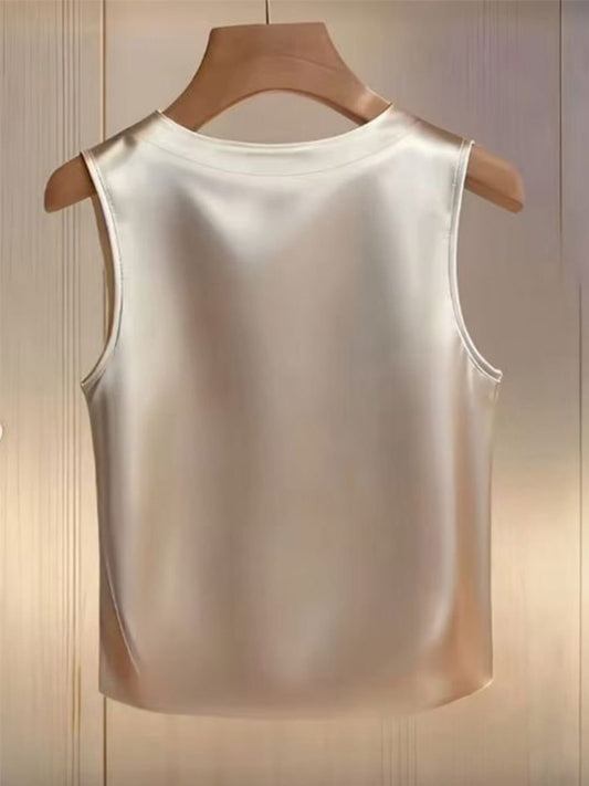 Pearl-Embellished Satin Blouse The Nichole Collection
