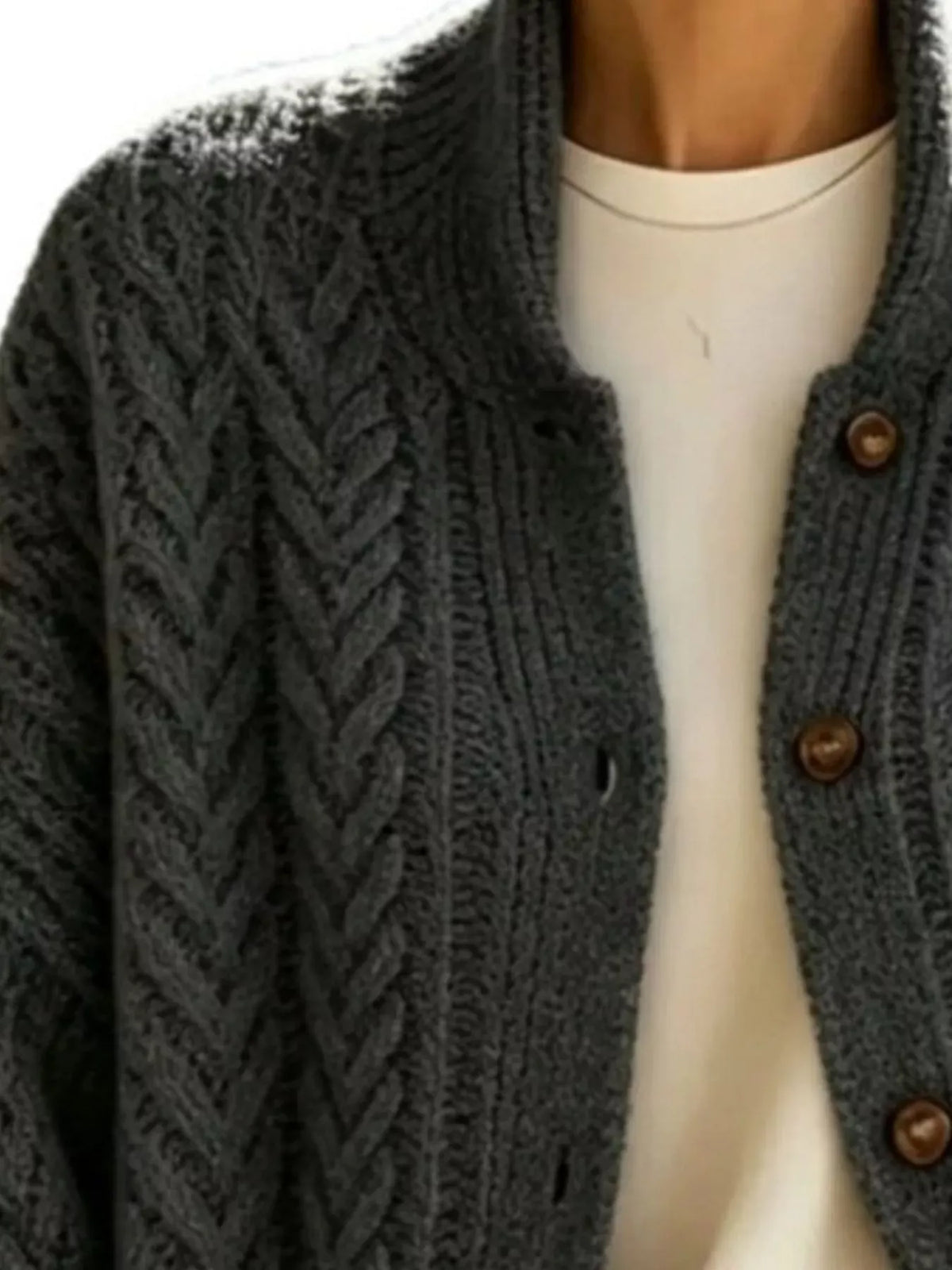 Cable-Knit Button-Down Long Cardigan The Nichole Collection
