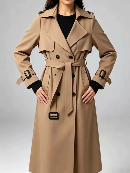 Double-Breasted Belted Trench Coat The Nichole Collection