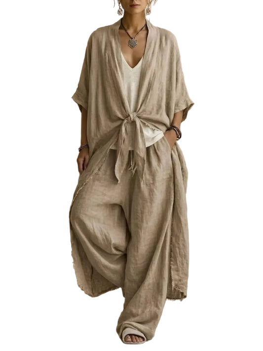Tie-Front Cardigan & Wide-Leg Pants Set | The Nichole Collection