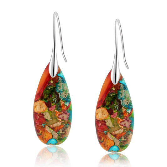 Natural Stone Teardrop Dangle Earrings