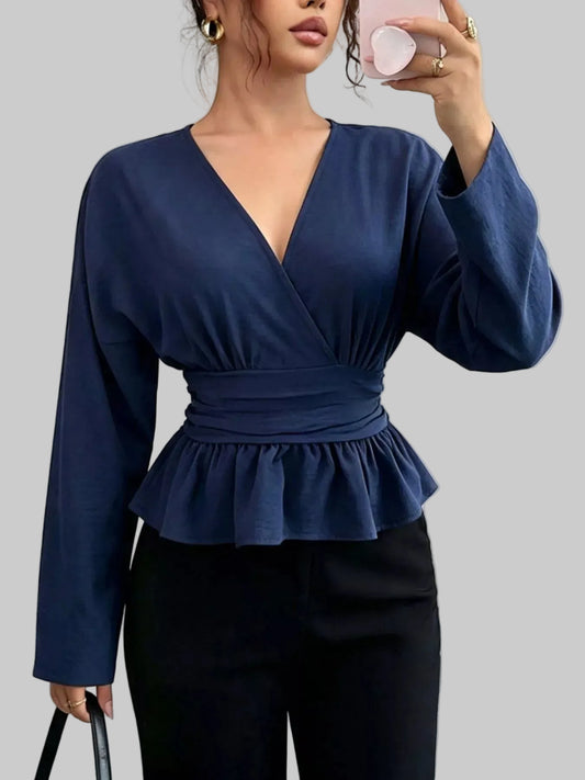 Surplice Long-Sleeve Wrap Blouse | The Nichole Collection