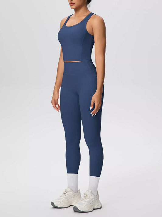 Scoop-Neck Tank and High-Waisted Leggings Active Set The Nichole Collection - Official Site