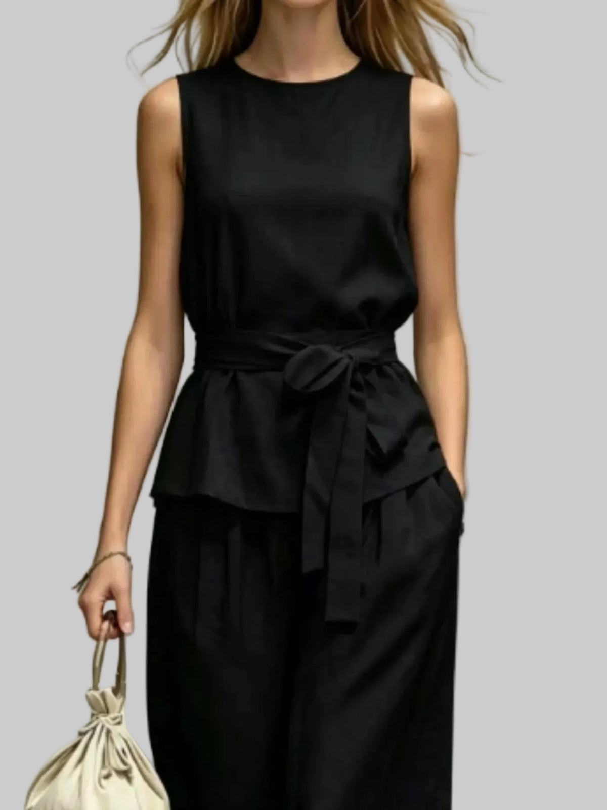 Sleeveless Wide-Leg Two-Piece Pants Set | The Nichole Collection