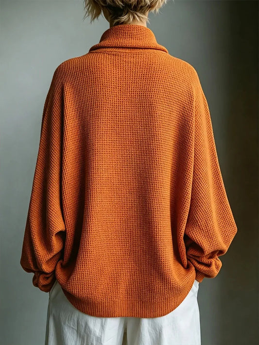 Oversized Waffle-Knit Mock-Neck Top The Nichole Collection - Official Site