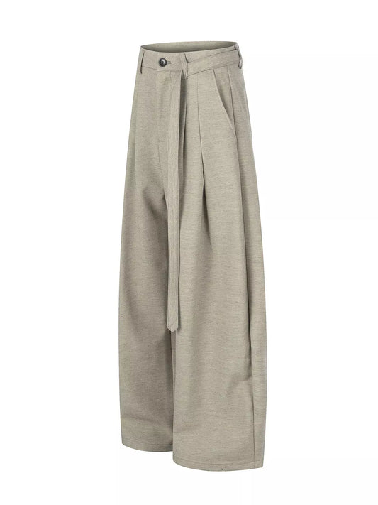 Men's Belted Wide-Leg Pleated Pants The Nichole Collection