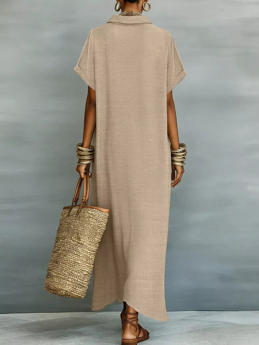 Linen-Look Button-Down Shirt Dress | The Nichole Collection