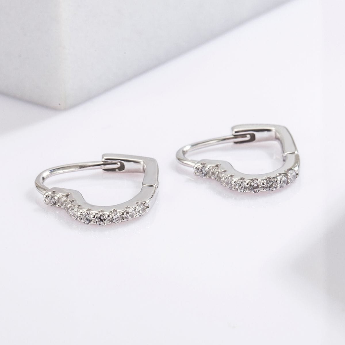 925 Serling Silver Zircon Heart Shape Earrings Silver / One Size The Nichole Collection