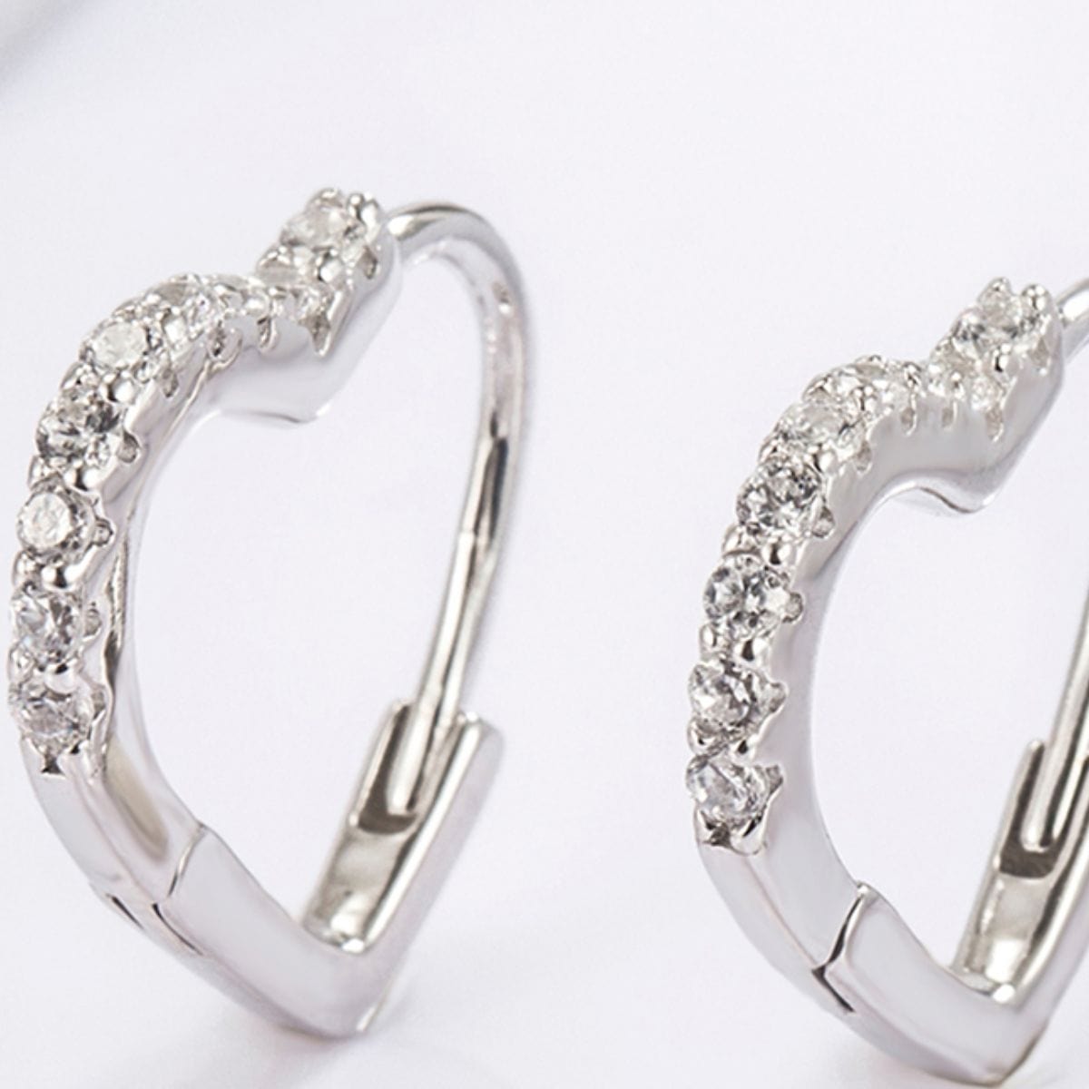 925 Serling Silver Zircon Heart Shape Earrings Silver / One Size The Nichole Collection
