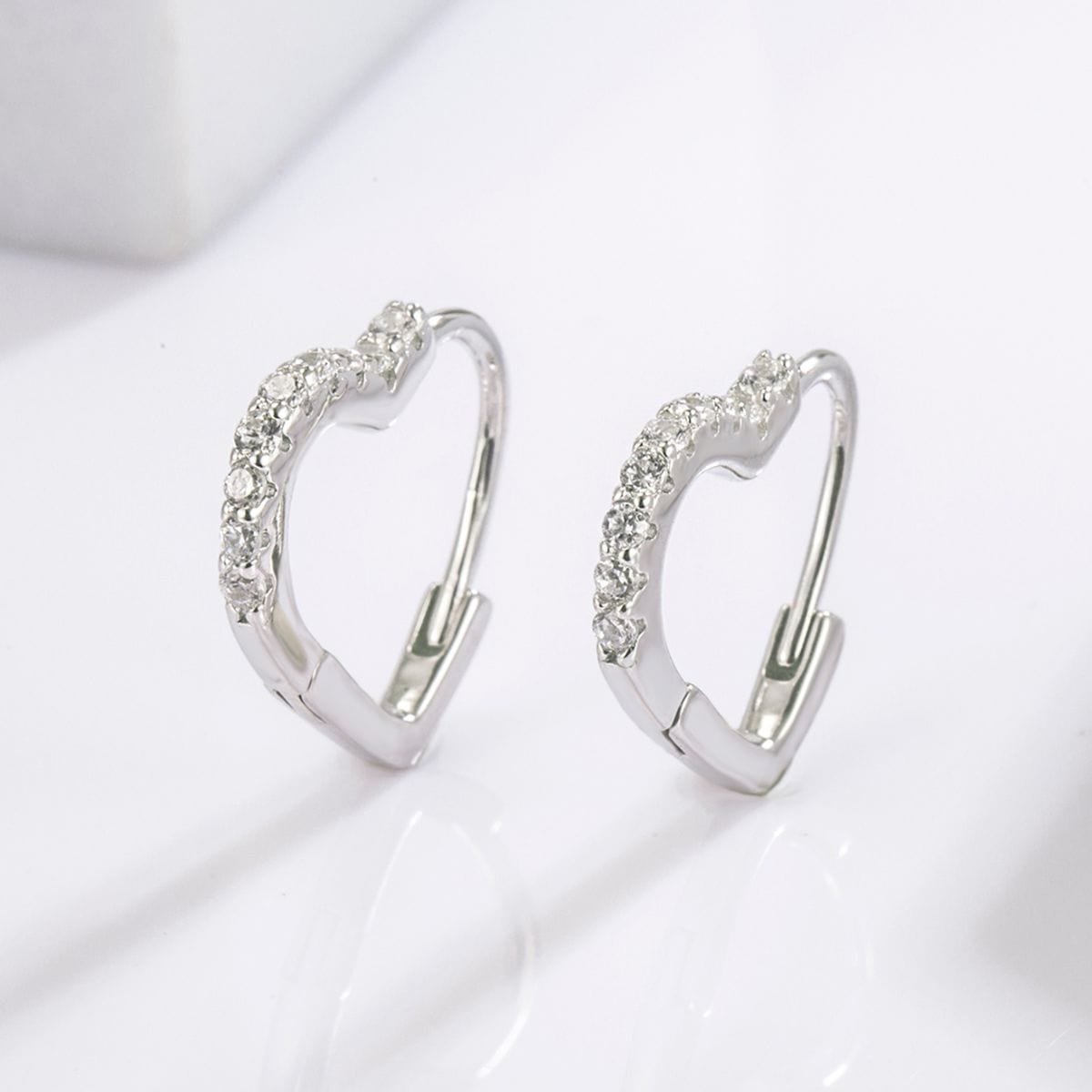 925 Serling Silver Zircon Heart Shape Earrings Silver / One Size The Nichole Collection
