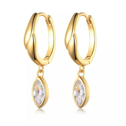 925 Sterling Silver Moissanite Hoop Drop Earrings Gold / One Size Earrings The Nichole Collection - Official Site