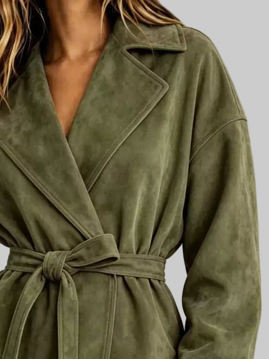 Tie-Waist Lapel Collar Jacket The Nichole Collection