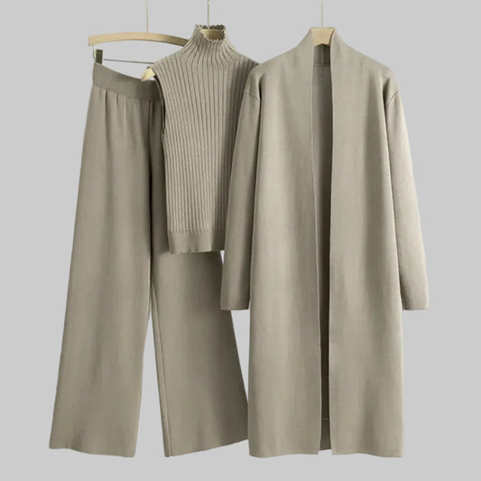 Three-Piece Knit Vest, Cardigan & Pants Set | The Nichole Collection