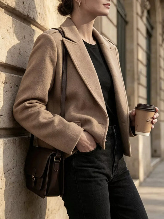 Lapel Collar Cropped Jacket | The Nichole Collection