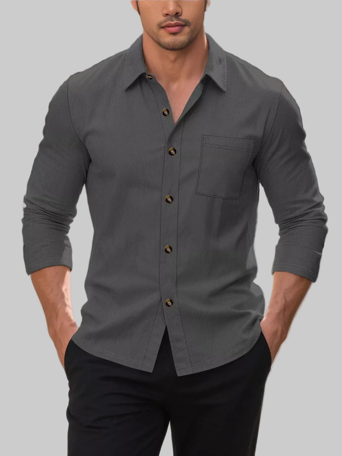 Men's Casual Button-Up Long-Sleeve Shirt The Nichole Collection