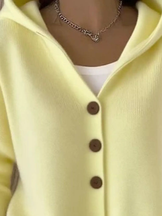 Hooded Button-Front Soft Knit Cardigan | The Nichole Collection