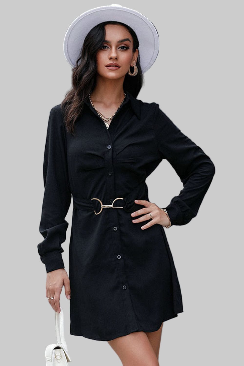 belted mini shirt dress Women's Belted Mini Shirt Dress