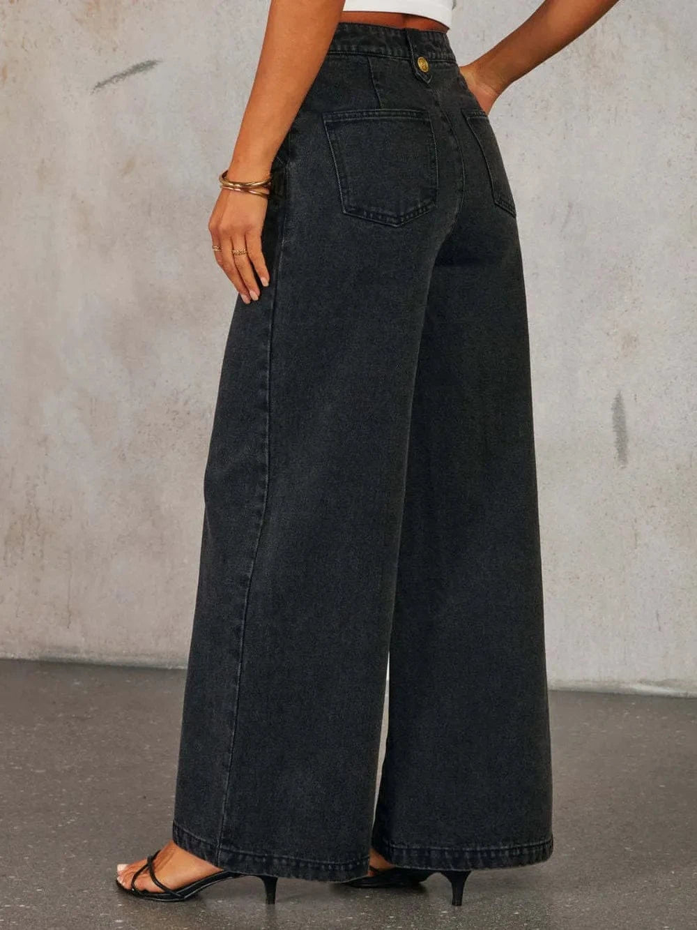 # 61 Denim Button Down Vest and Wide Leg Jeans Set - Last Call | The Nichole Collection