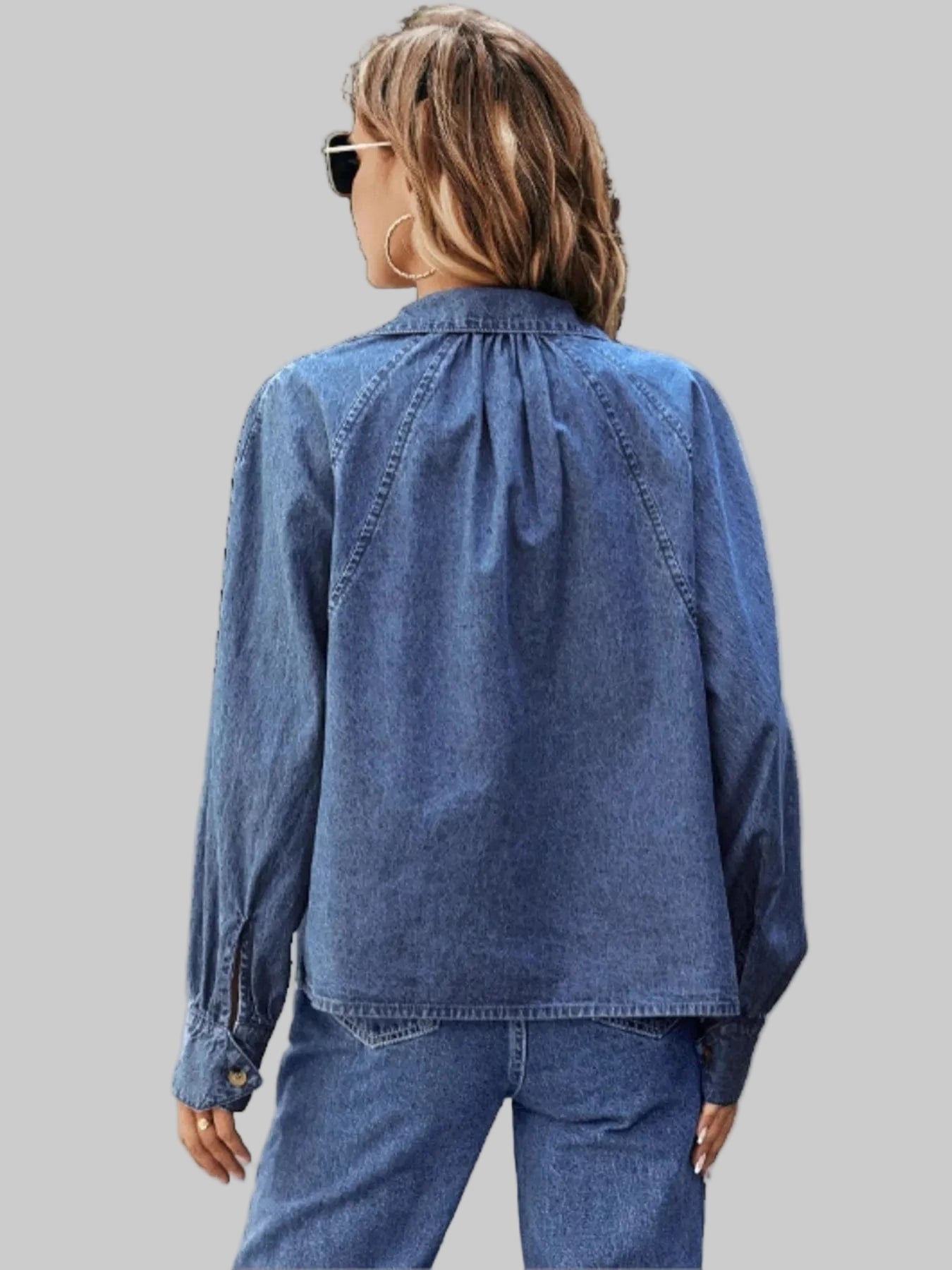 Button Up Long Sleeve Denim Shirt The Nichole Collection