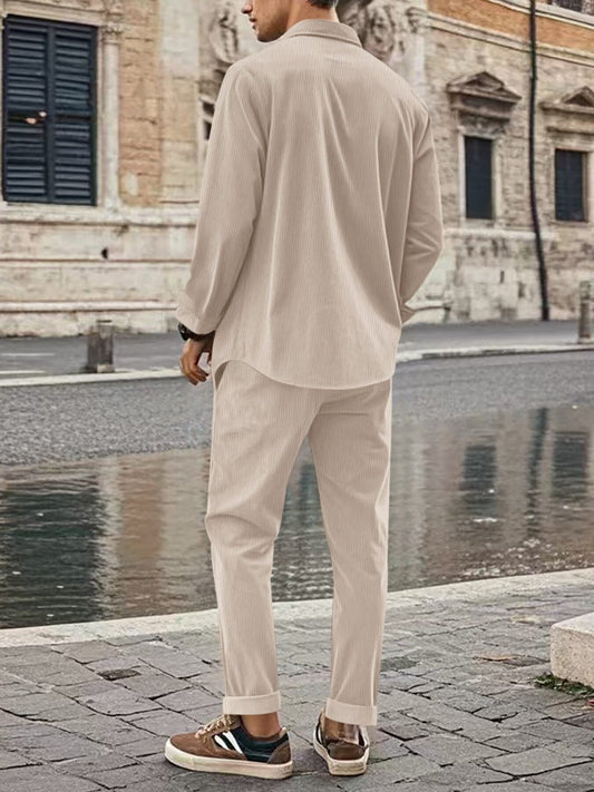 Button Up Long Sleeve Shirt and Pants Set | The Nichole Collection