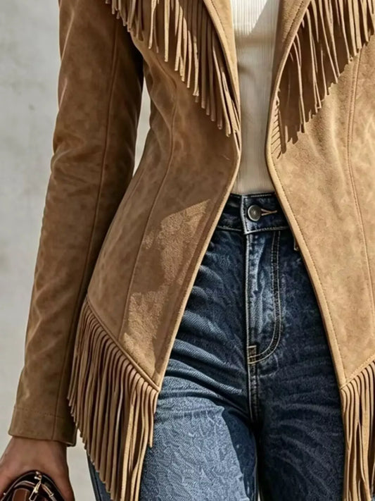 Western Fringe Open-Front Lapel Jacket The Nichole Collection - Official Site