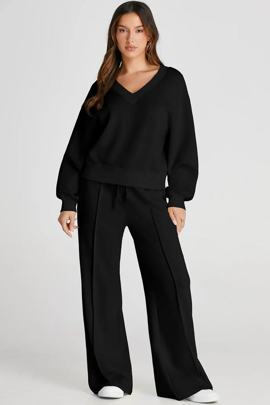V-Neck Long-Sleeve Top and Pants Active Set The Nichole Collection - Official Site
