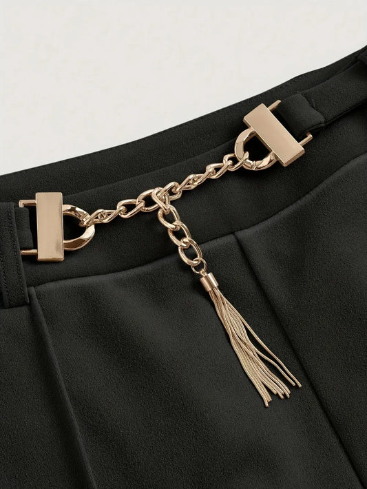 Chain Detail High Waist Pants Dress Pants The Nichole Collection - Official Site