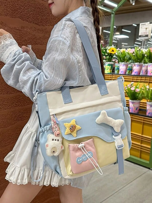 Color Block Multi Pockets Tote Bag The Nichole Collection - Official Site