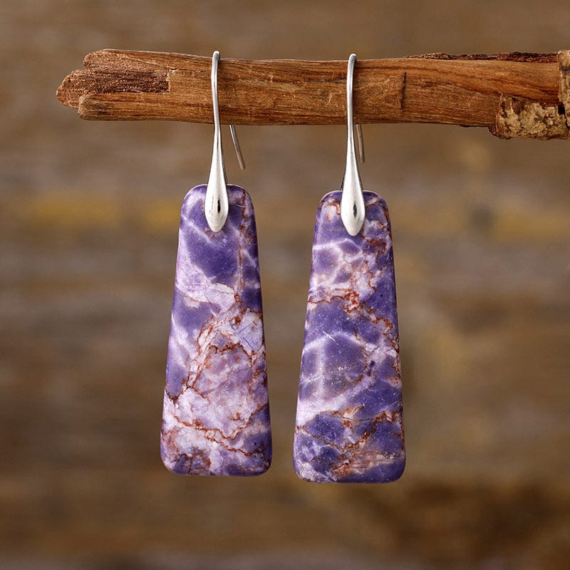 Copper Natural Stone Earrings Purple/Silver / One Size The Nichole Collection - Official Site