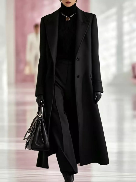 Lapel Collar Longline Coat The Nichole Collection