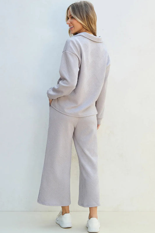 Textured Long Sleeve Top & Drawstring Pants Set | The Nichole Collection