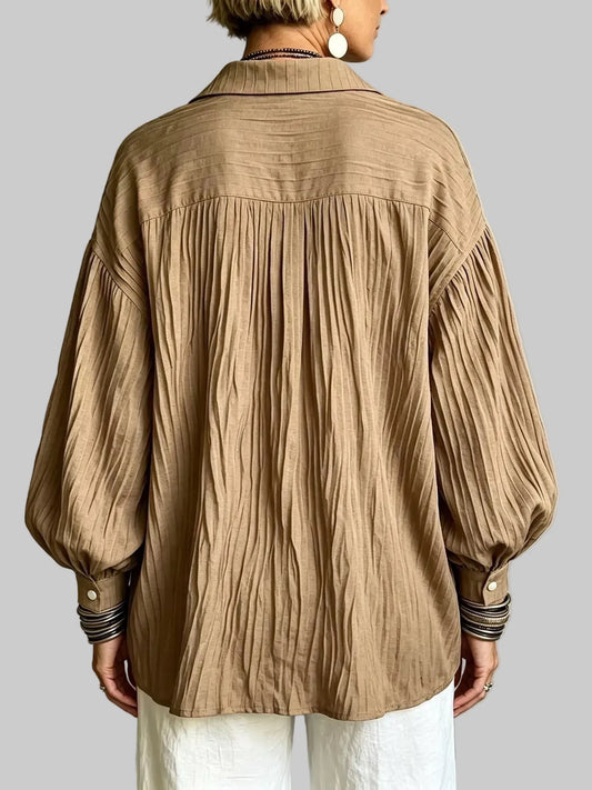 Textured Long Sleeve Blouse The Nichole Collection