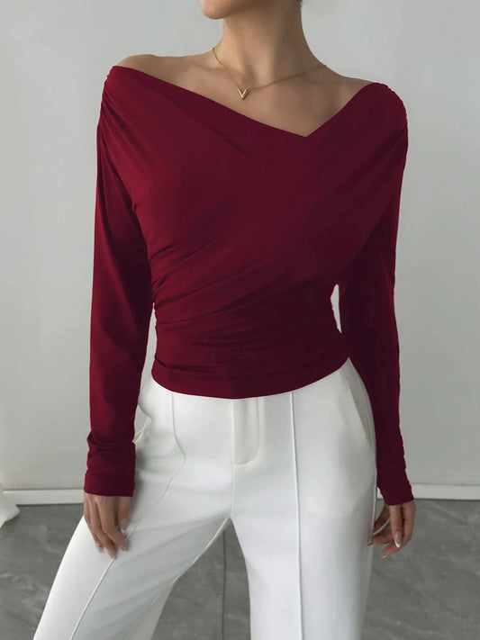 Elegant Long Sleeve Asymmetrical Blouse Blouses The Nichole Collection - Official Site
