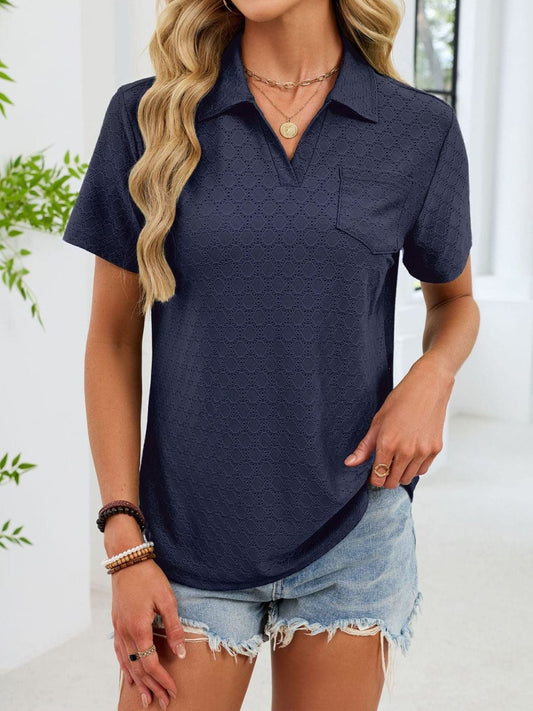 Eyelet Short Sleeve Blouse The Nichole Collection