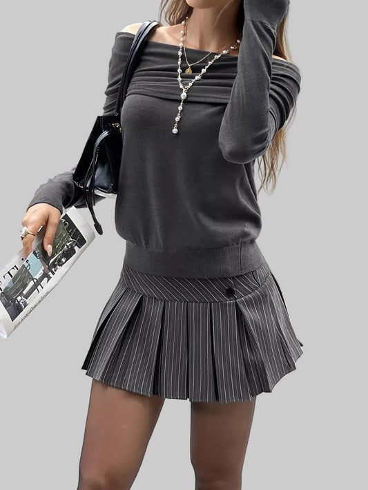 Off-Shoulder Folded-Detail Knit Top | The Nichole Collection