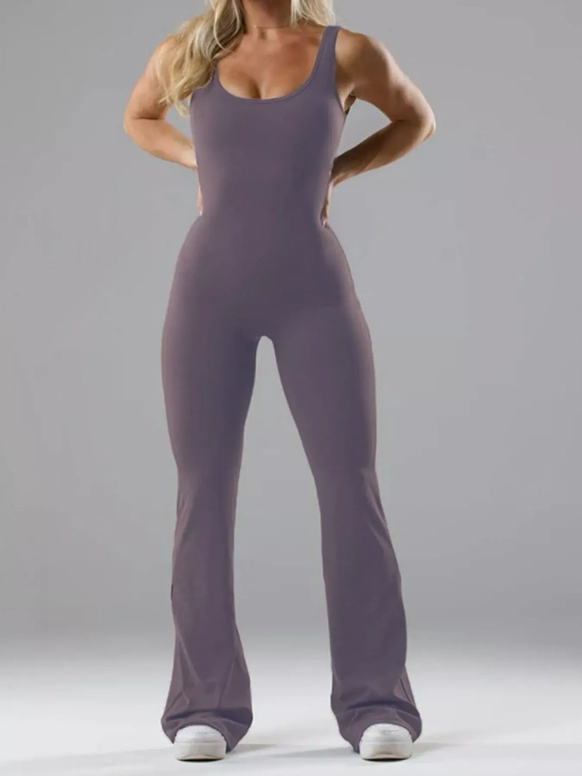 Seamless Scoop-Neck Flared Jumpsuit The Nichole Collection - Official Site