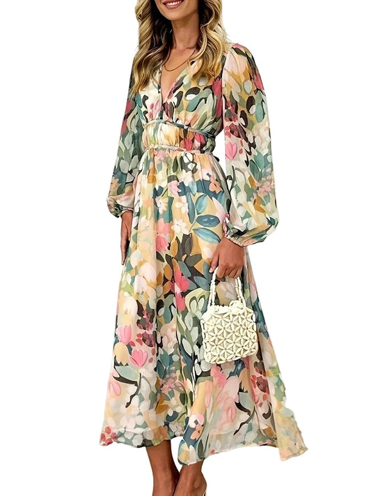 Floral Print Long Sleeve Midi Dress THE NICHOLE COLLECTION - Official Site