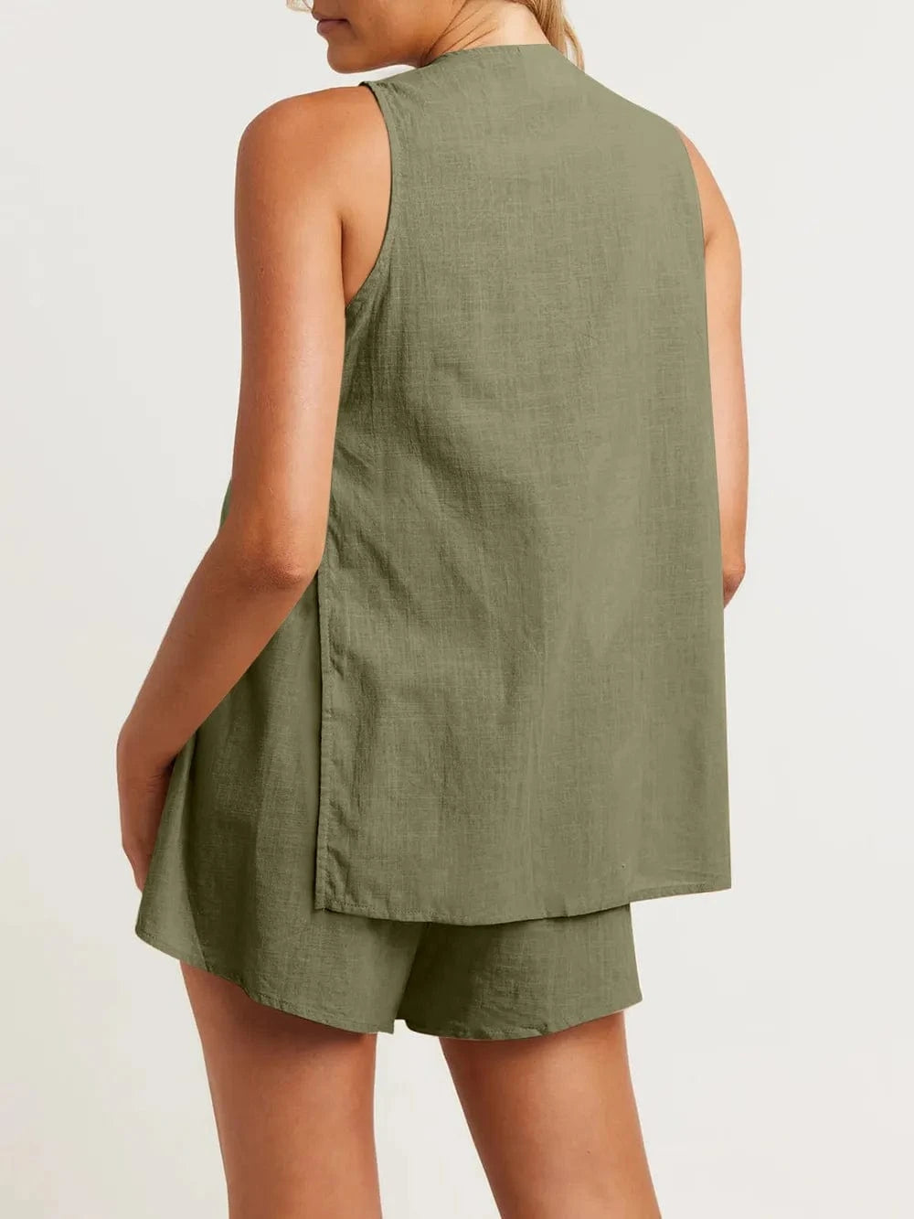 Full Size Button Up Top and Shorts Set The Nichole Collection